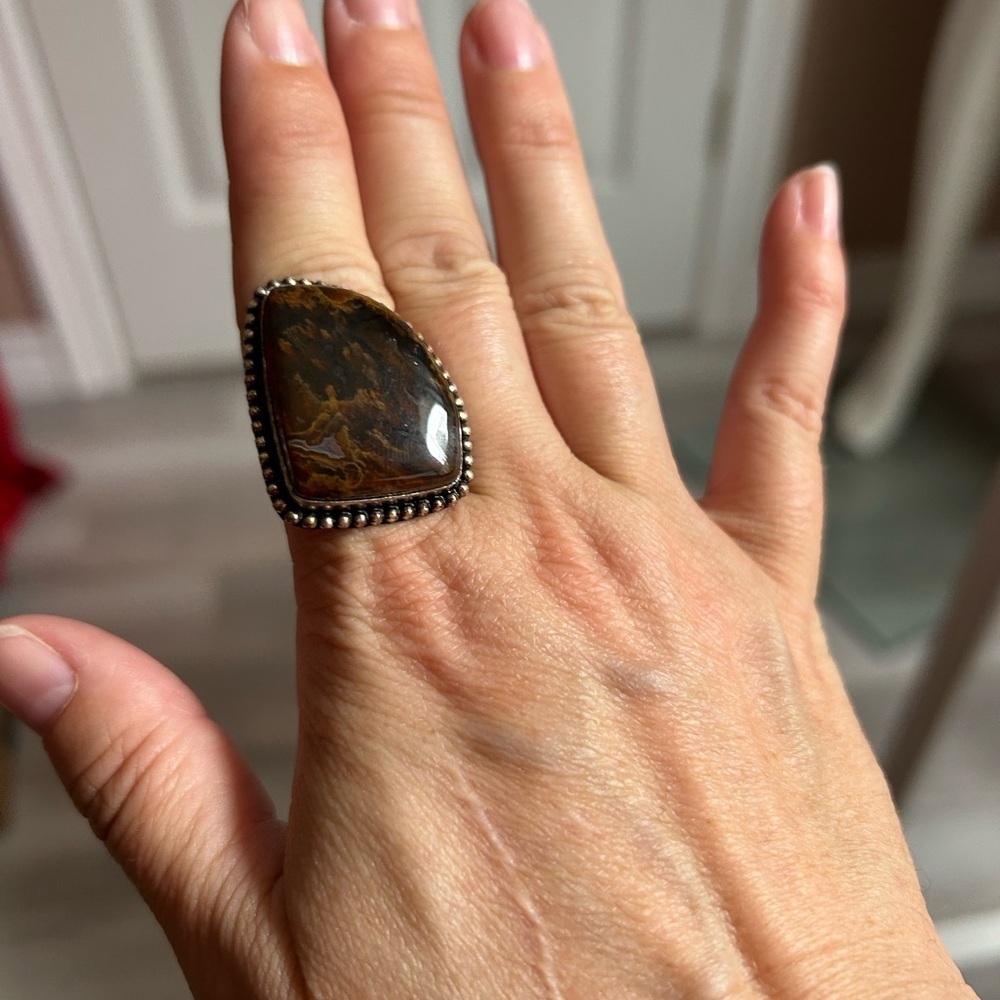 BLOODSTONE Sterling silver .925 woman ring size 7 😍